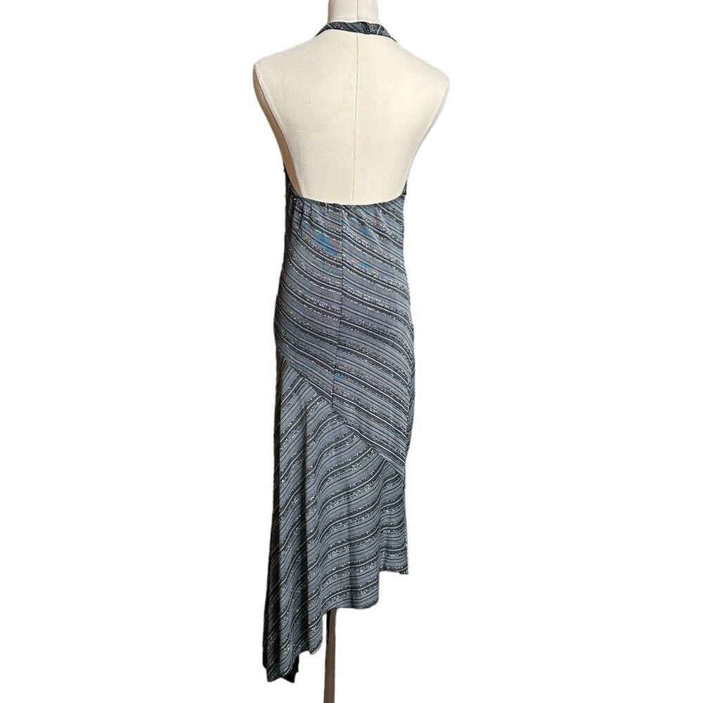 Vtg Y2K Charlotte Russe Black Silver Asymmetrical Hem Prom Party Halter Dress L - Picture 6 of 11